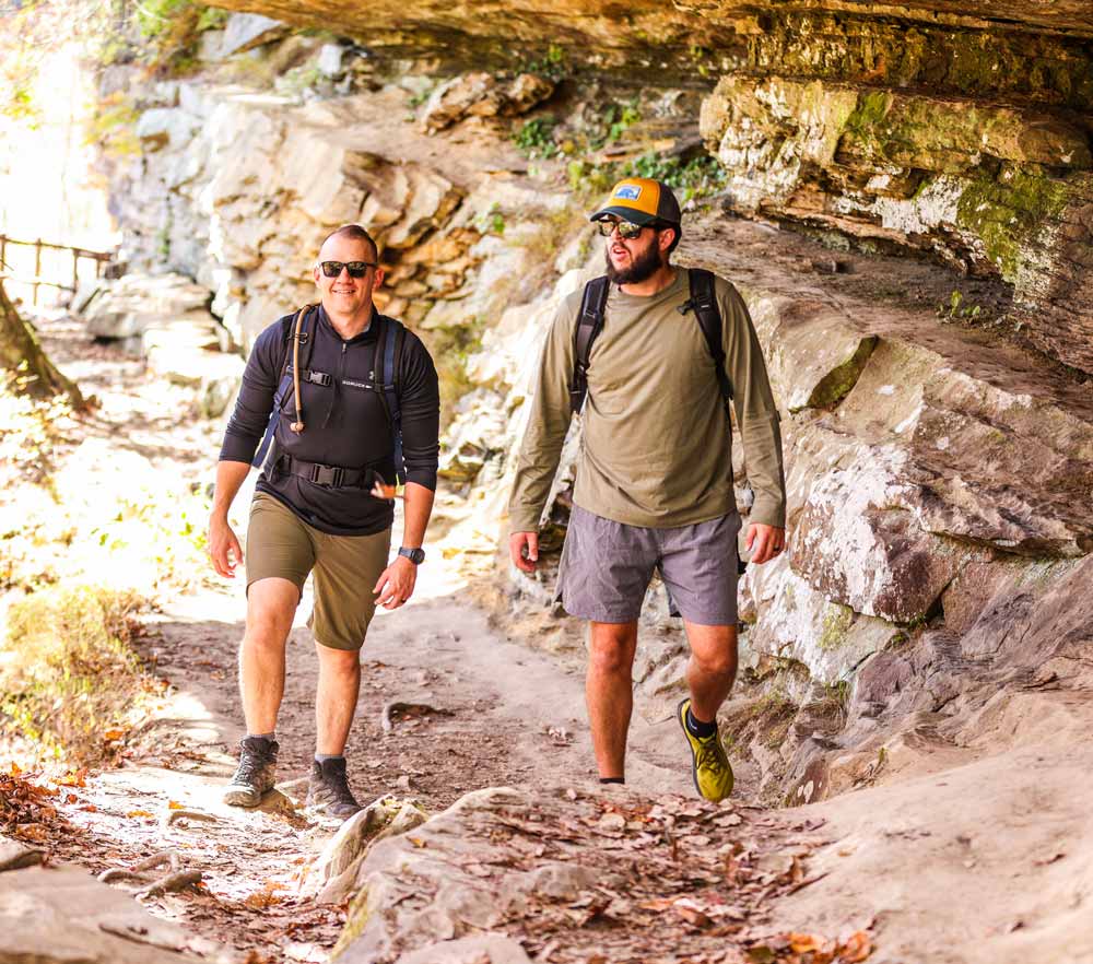 Hiking in a canyon
